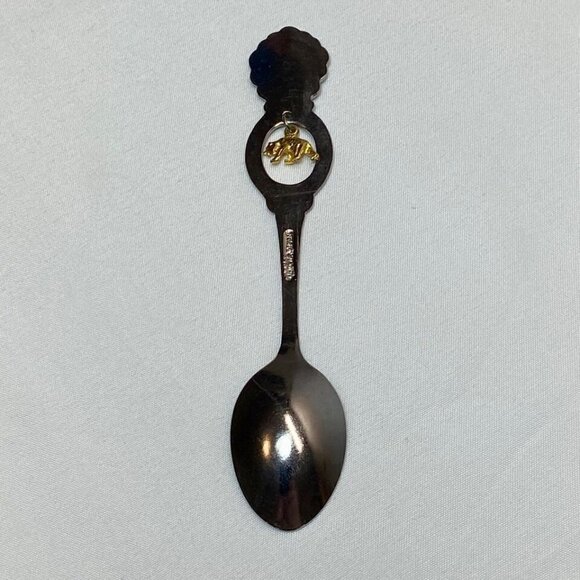 California Stamped Souvenir Spoon 4 5/8" Silver Tone Gold Bear Charm Enamel VTG - Picture 4 of 10